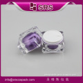 Purple color square shape acrylic empty cosmetic jar container